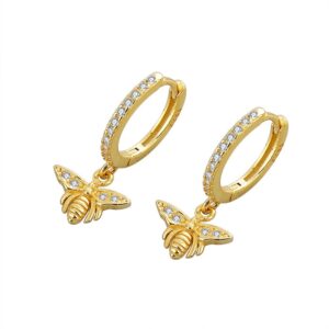 S925 sterling silver stud earrings zircon bee earrings