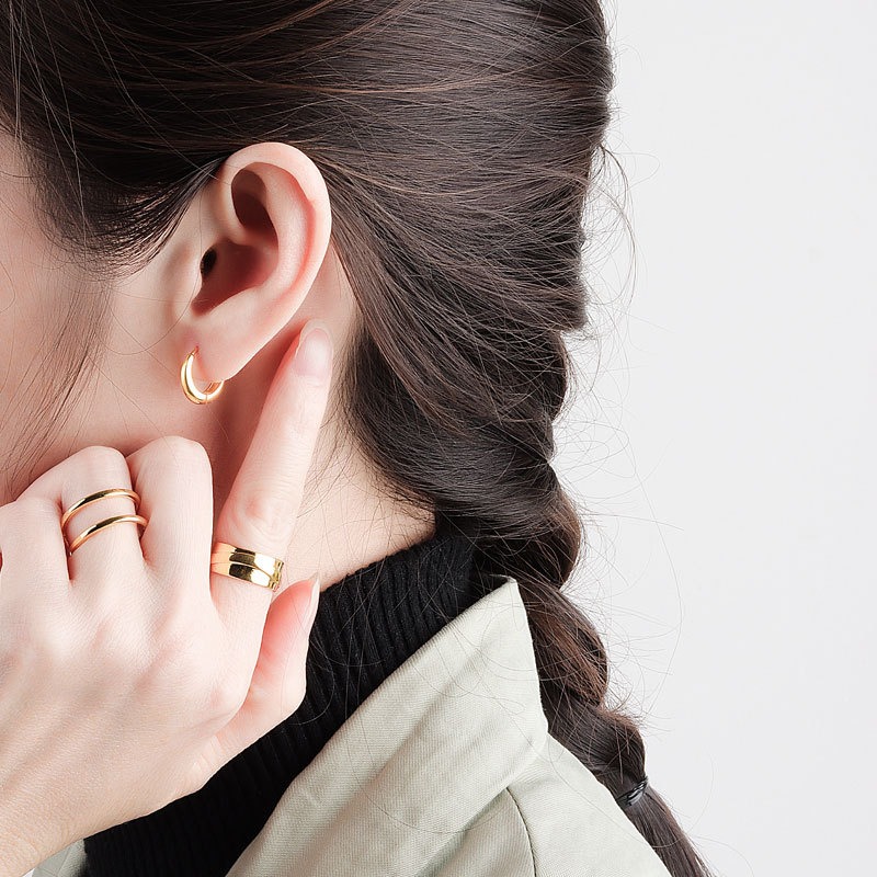 S925 sterling silver stud earrings round earrings - Image 4