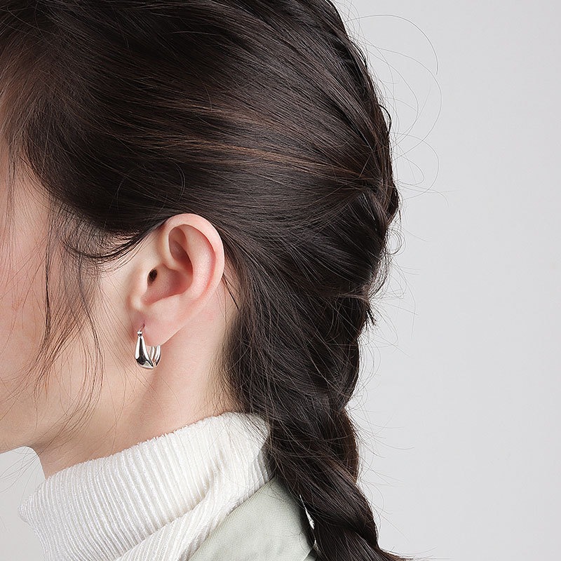 S925 sterling silver stud earrings U-shaped earrings - Image 4