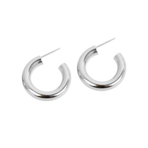 S925 sterling silver stud earrings glossy C-shaped buckle earrings