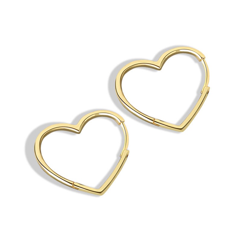 S925 sterling silver stud earrings heart-shaped earrings