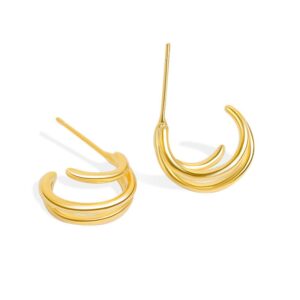 S925 sterling silver stud earrings geometric multi-layer circle earrings