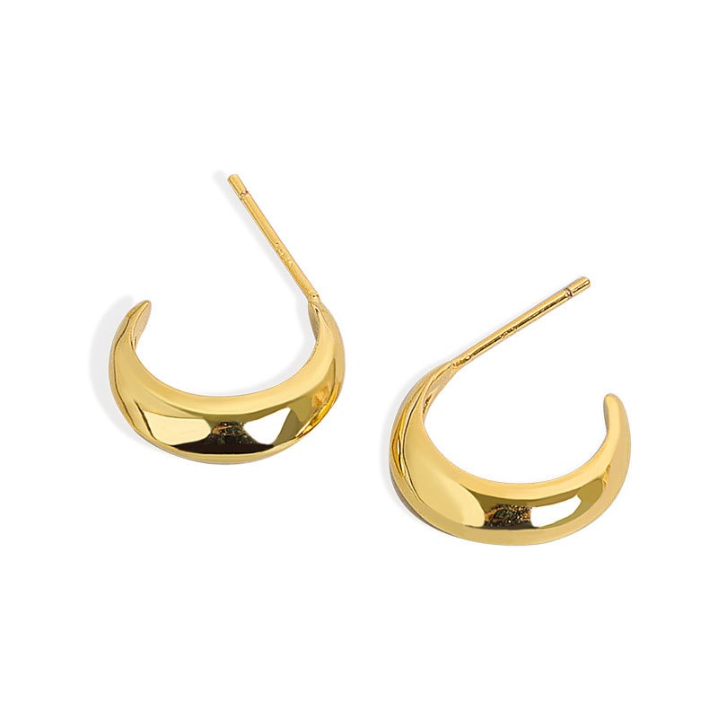 S925 sterling silver stud earrings with embossed glossy earrings