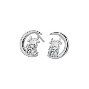 S925 sterling silver stud earrings cute cow earrings