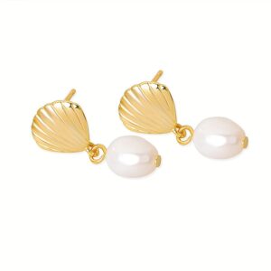 S925 sterling silver stud earrings shell and pearl earrings