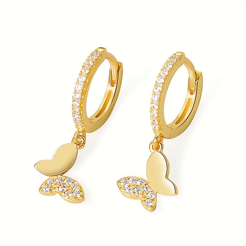 S925 sterling silver stud earrings butterfly earrings