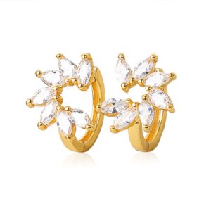 S925 sterling silver stud earrings marquise zircon floral earrings