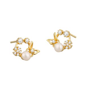 S925 sterling silver stud earrings and pearl earrings