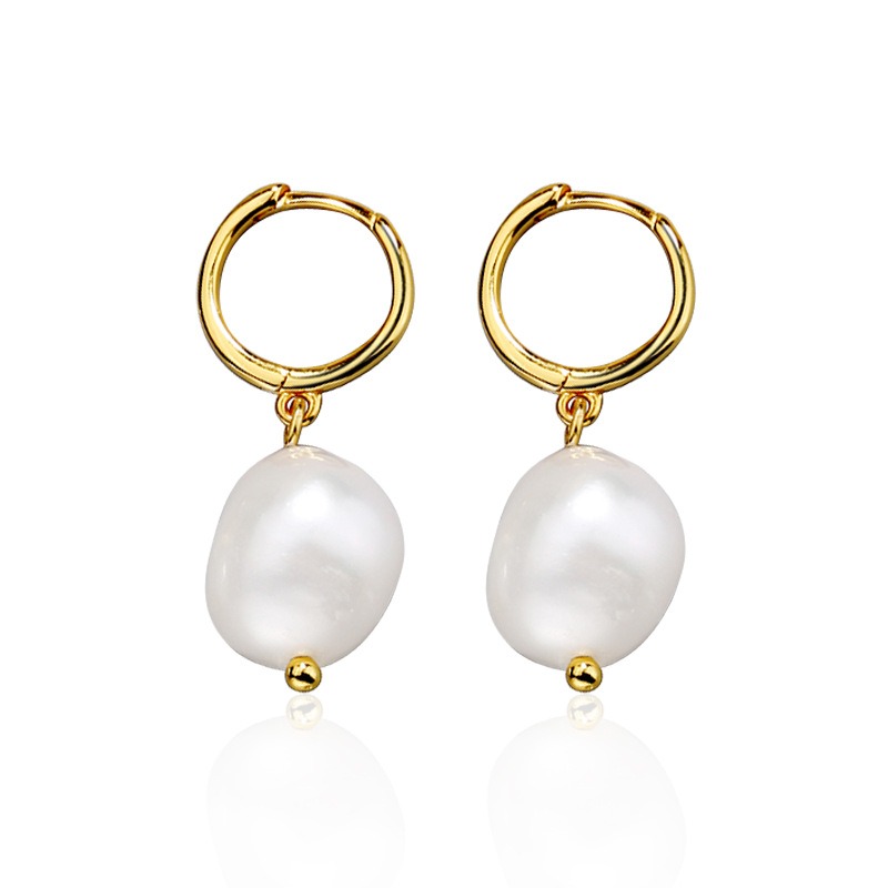 S925 sterling silver stud earrings irregular pearl earrings