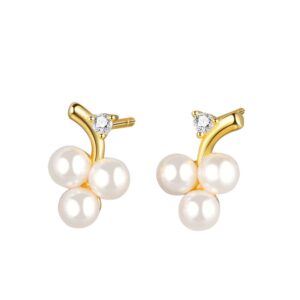 S925 sterling silver stud earrings pearl grape earrings