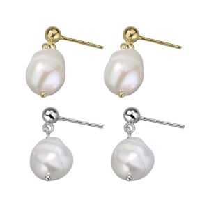 S925 sterling silver stud earrings irregular pearl earrings