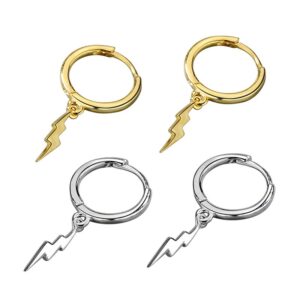 S925 sterling silver stud earrings lightning bolt earrings