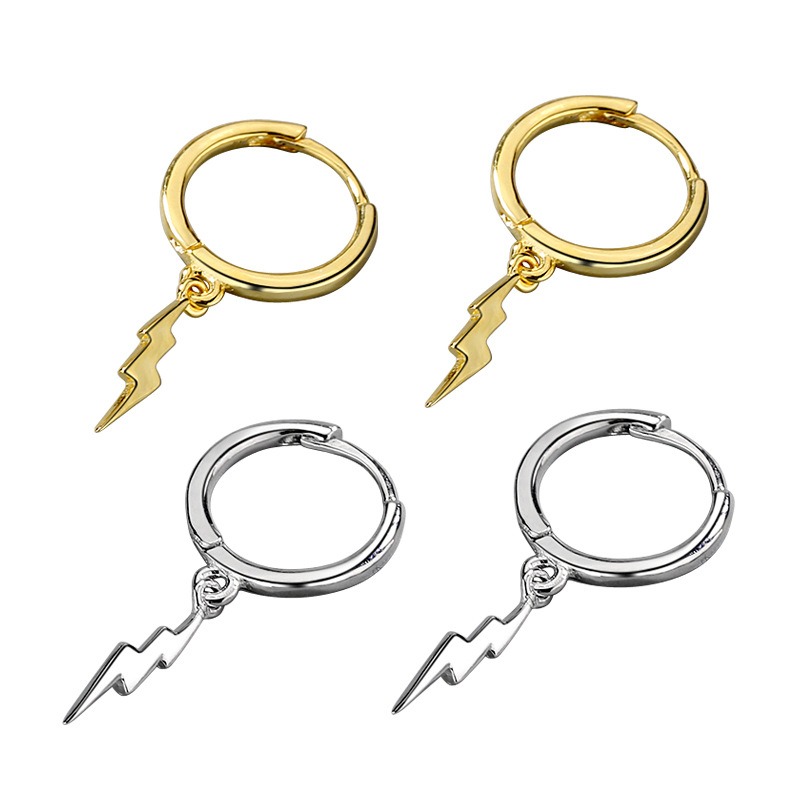 S925 sterling silver stud earrings lightning bolt earrings
