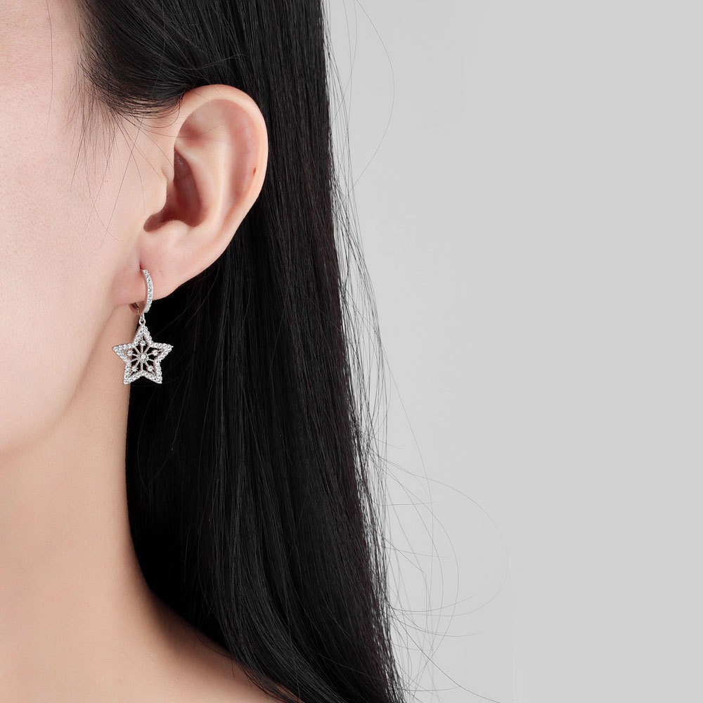 S925 sterling silver stud earrings star earrings - Image 5