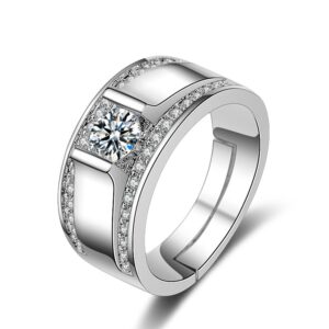 S925 sterling silver ring opening adjustable zircon men's ring