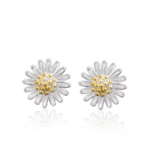 S925 sterling silver stud earrings daisy