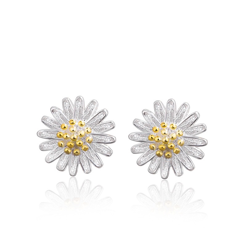 S925 sterling silver stud earrings daisy
