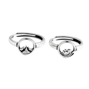 S925 sterling silver ring opening adjustable couple ring