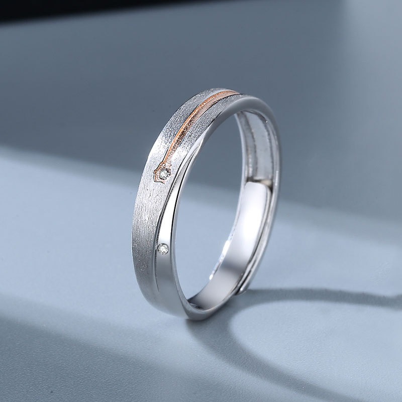 S925 Sterling Silver Ring Opening Adjustable Meteor Couple Ring - Image 2