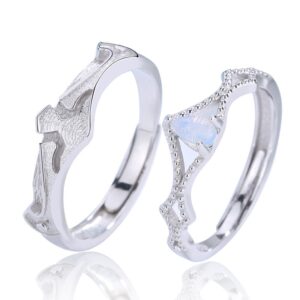 S925 sterling silver ring opening adjustable couple ring