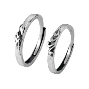 S925 sterling silver ring opening adjustable vintage plain ring couple ring