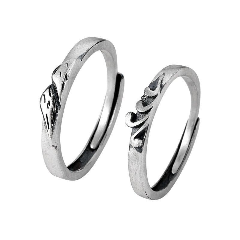 S925 sterling silver ring opening adjustable vintage plain ring couple ring