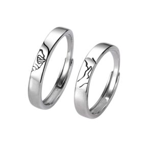 S925 sterling silver ring opening adjustable hand holding couple ring