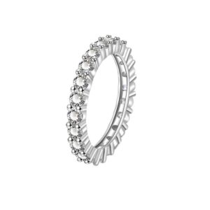 S925 Sterling Silver Ring 3mm Round Single Row Full Diamond Female Ring