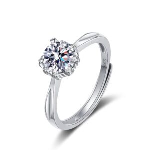 S925 Sterling Silver Ring Four Prongs GRA Moissanite Ring For Women