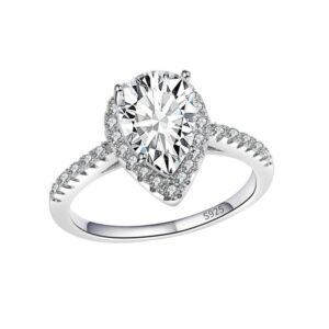 S925 Sterling Silver Ring Teardrop Zircon Ring for Women