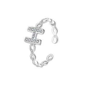 S925 Sterling Silver Ring H Letter Opening Adjustable Women's Ring