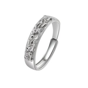 S925 sterling silver ring opening adjustable plain ring Pixiu women's ring