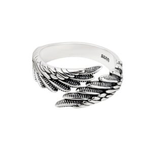 S925 Sterling Silver Ring Opening Adjustable Angel Wings Ring for Women