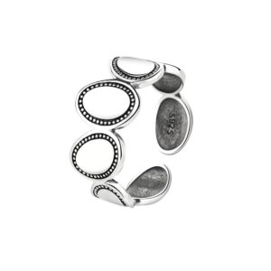 S925 sterling silver ring opening adjustable oval combo ring for women