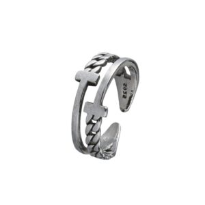 S925 Sterling Silver Ring Opening Adjustable Braided Chain Women's Ring