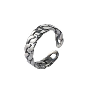 S925 Sterling Silver Ring Opening Adjustable Braided Chain Women's Ring