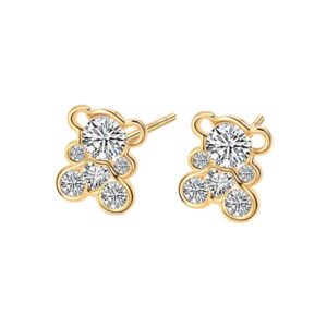 S925 sterling silver stud earrings cartoon bear