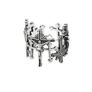 S925 sterling silver ring opening adjustable redemption cross ring