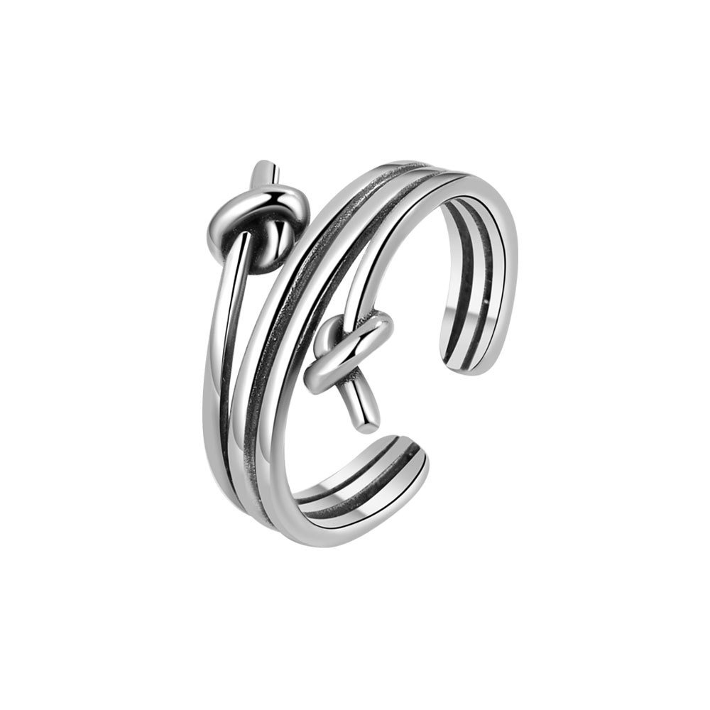 S925 sterling silver ring opening adjustable line knotted women's ring