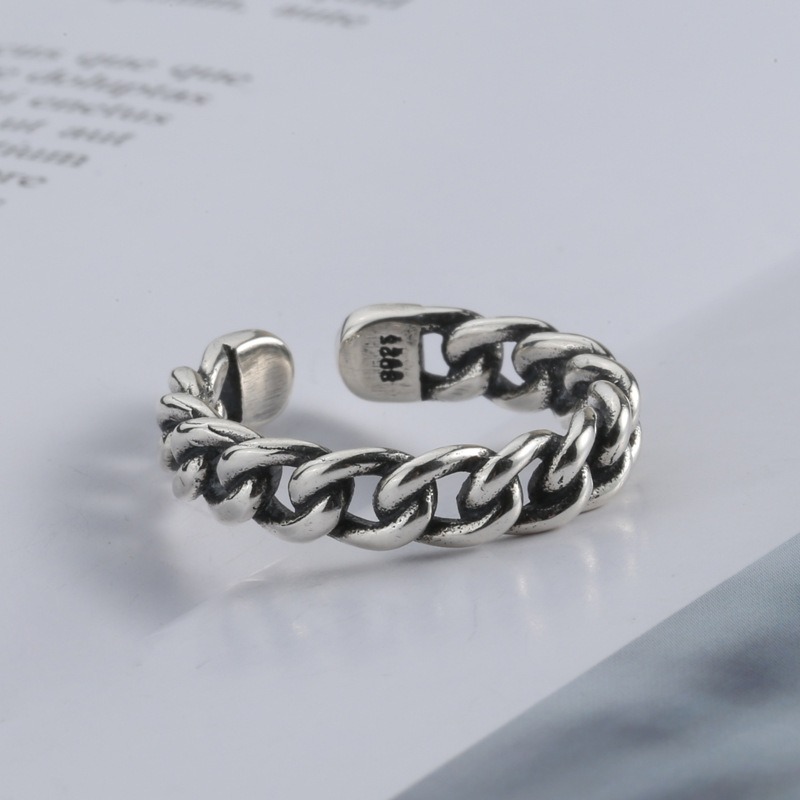 S925 sterling silver ring opening adjustable chain women's ring - Image 4