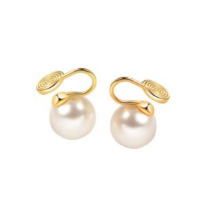 S925 sterling silver stud earrings pearl mosquito coil ear clip