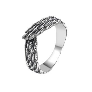 S925 sterling silver ring opening adjustable angel wings women's ring