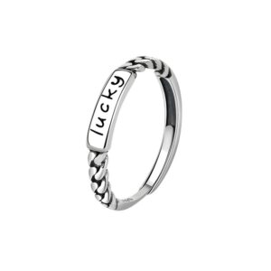 S925 sterling silver ring opening adjustable lucky women's ring