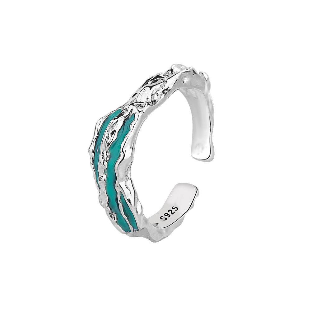 S925 sterling silver ring opening adjustable dripping oil ring for women