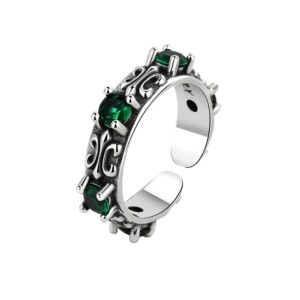 S925 Sterling Silver Ring Opening Adjustable Colored Diamond Ring for Women