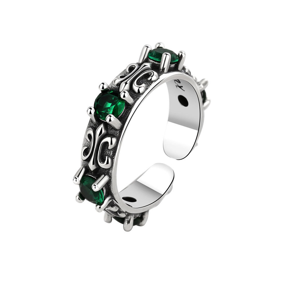 S925 Sterling Silver Ring Opening Adjustable Colored Diamond Ring for Women