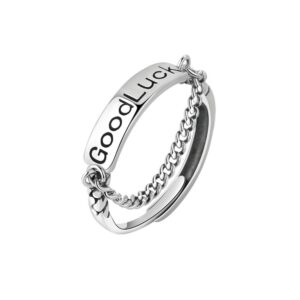 S925 sterling silver ring opening adjustable good luck women's ring