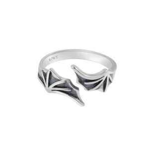 S925 Sterling Silver Ring Opening Adjustable Bat Wings Ladies Ring