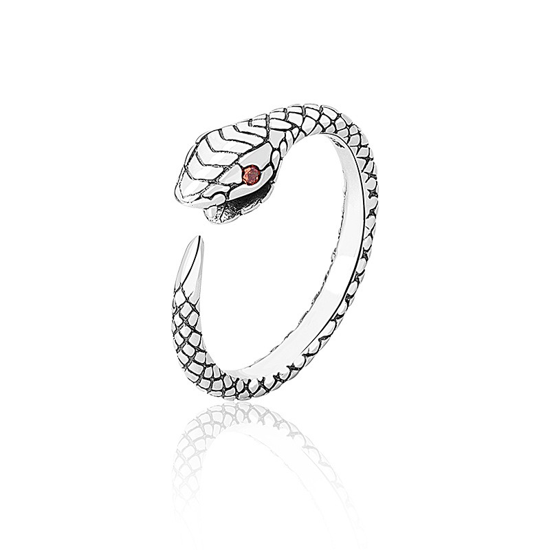 S925 Sterling Silver Ring Opening Adjustable Small Snake Ring for Women