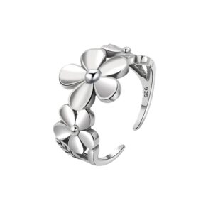 S925 Sterling Silver Ring Opening Adjustable Flower Ring Ring for Women
